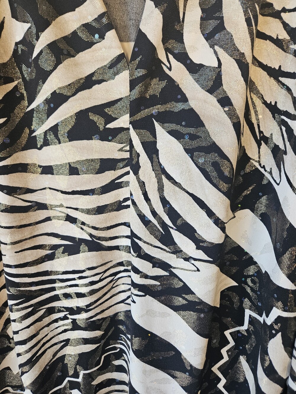 Vintage Joseph Ribkoff Blouse Zebra Print Black Cream Gold Top Size XL / 16 Glam - Picture 5 of 7
